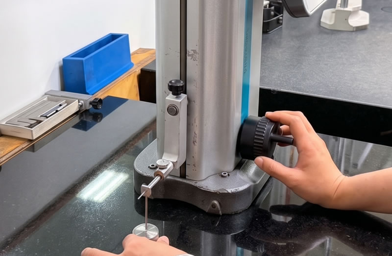 操作 TESA 700 行程高度規量測工件