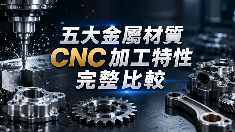 五大金屬材質 CNC 加工特性完整比較|不鏽鋼、鋁、鈦、鑄鐵、銅